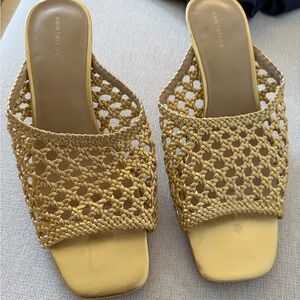 Ann Taylor Gold Braided Slide Mules